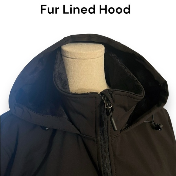 Free Country Fur Lined Hooded Soft Shell Jacket Women’s XL/XG Size 16 Black - Picture 6 of 10